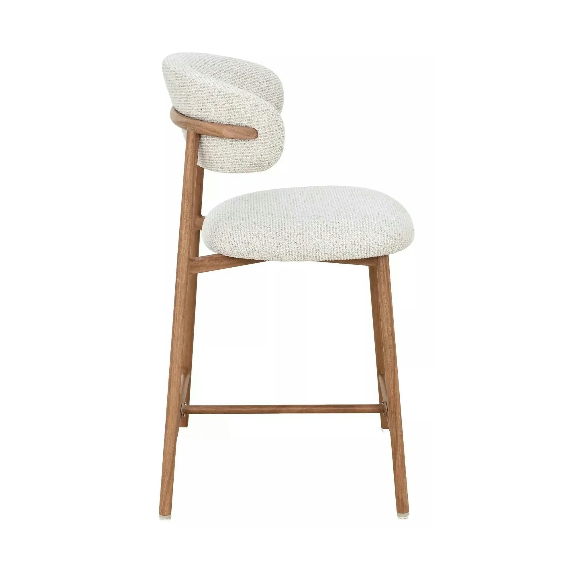Scaun bar ELTON H-2, bej deschis/stejar, stofă/metal, 43x45x91 cm