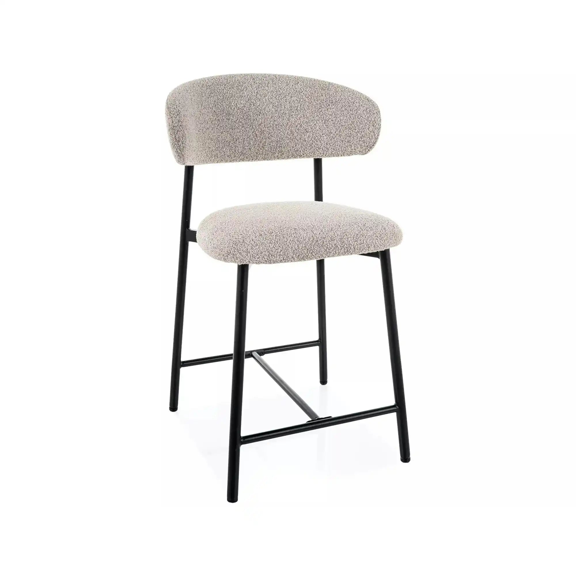 Scaun bar ELTON H-2, bej/negru, stofă/metal, 43x45x91 cm