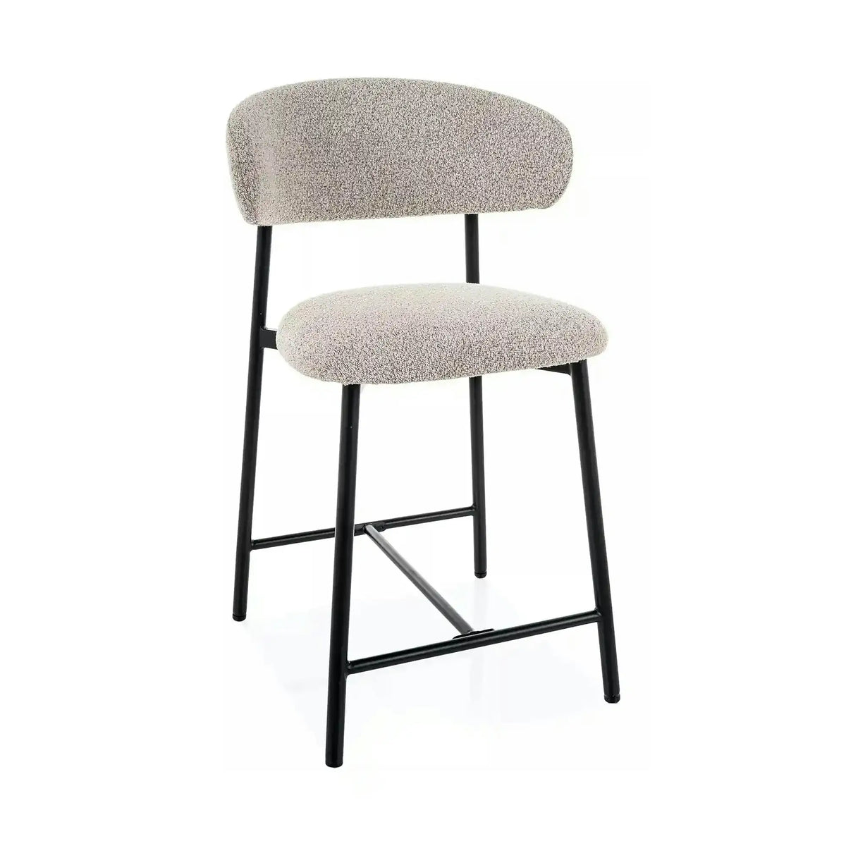 Scaun bar ELTON H-2, bej/negru, stofă/metal, 43x45x91 cm