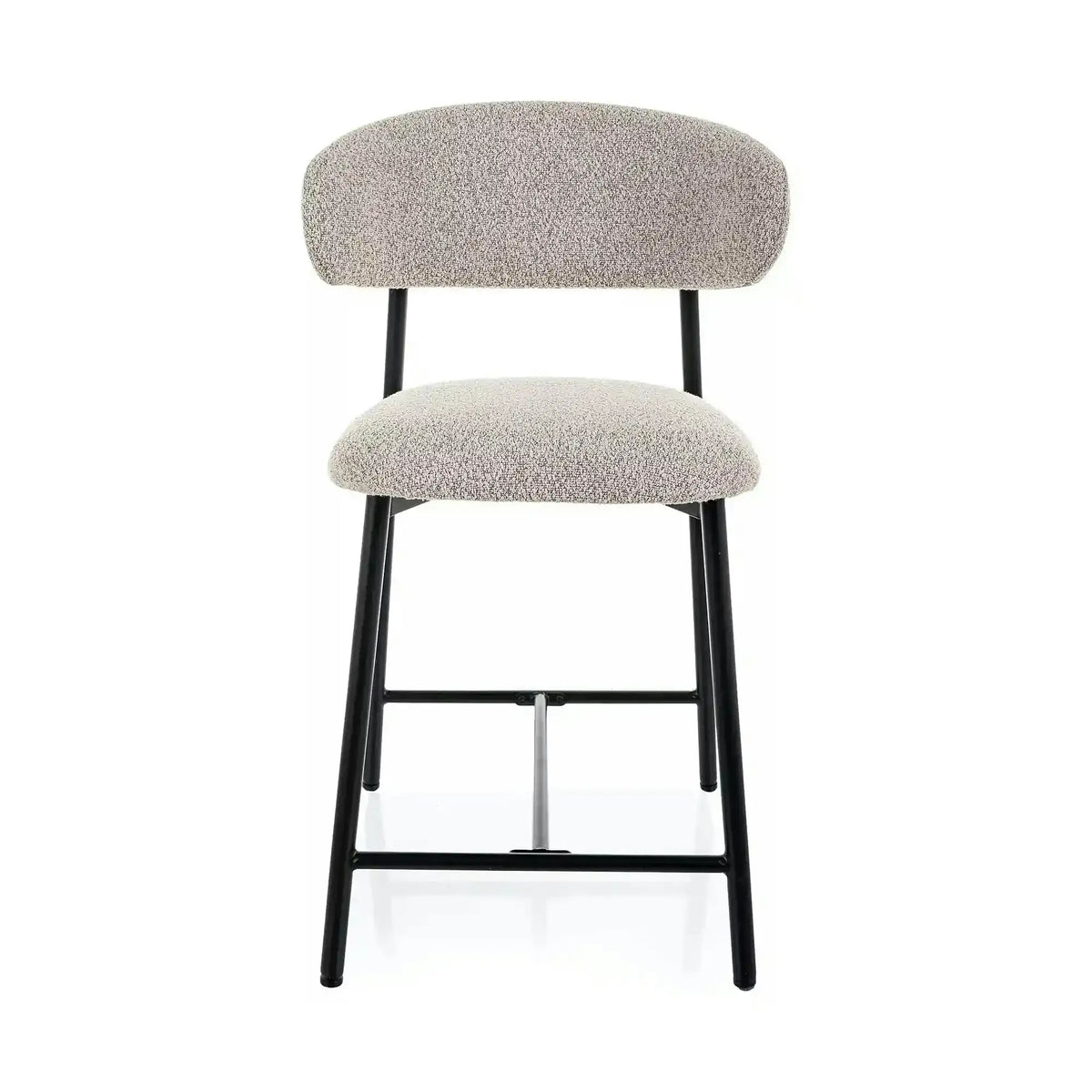 Scaun bar ELTON H-2, bej/negru, stofă/metal, 43x45x91 cm