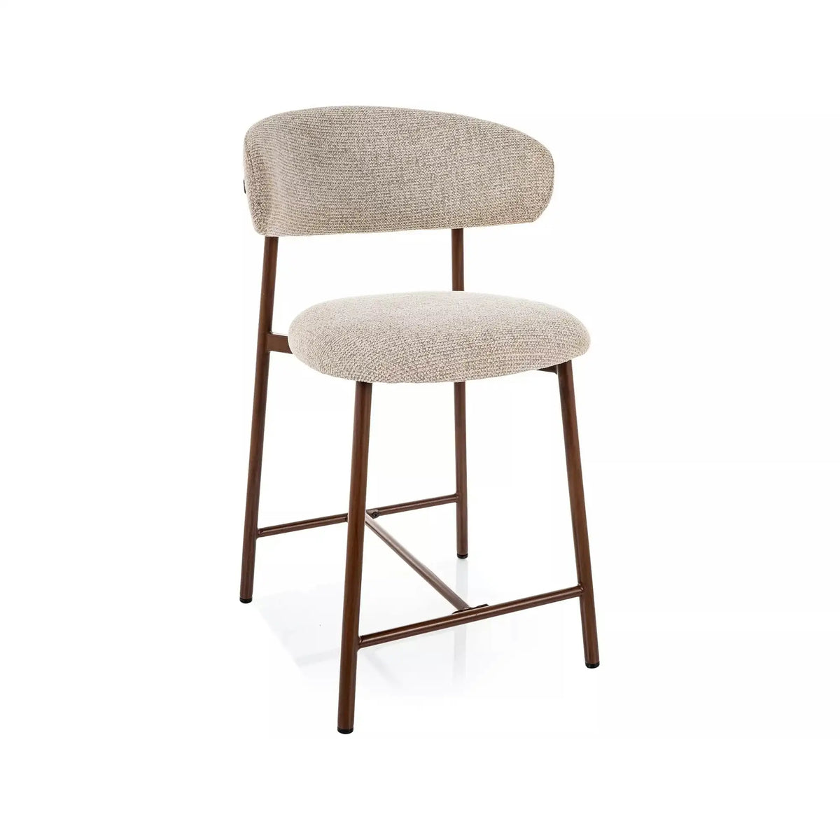 Scaun bar ELTON H-2, bej/nuc, stofă/metal, 43x45x91 cm