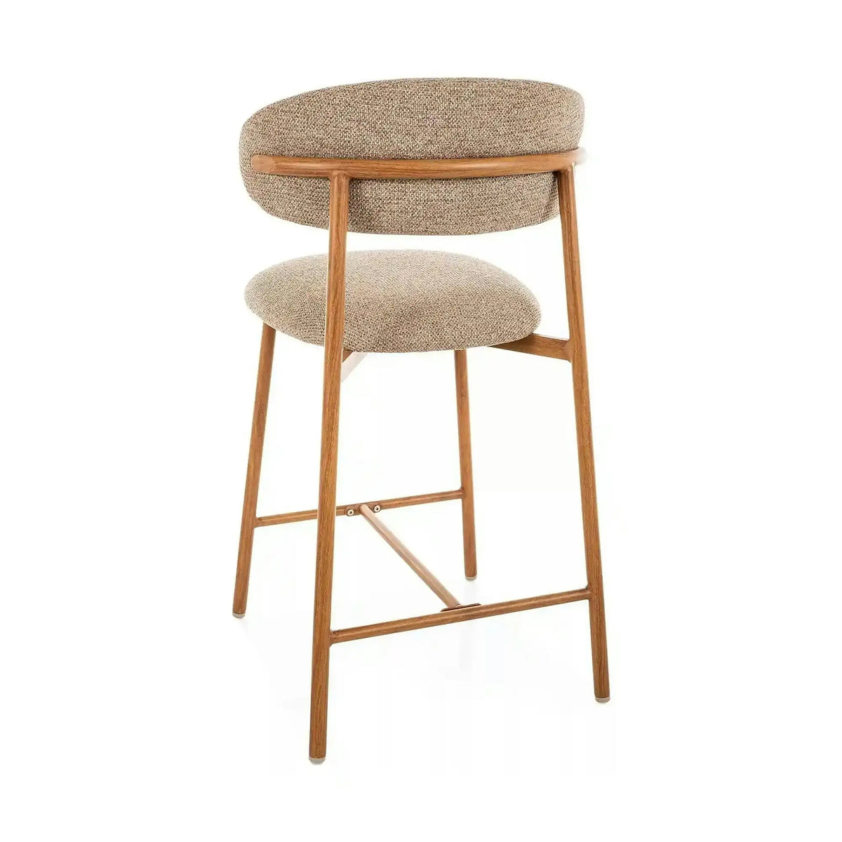 Scaun bar ELTON H-2, bej/stejar, stofă/metal, 43x45x91 cm