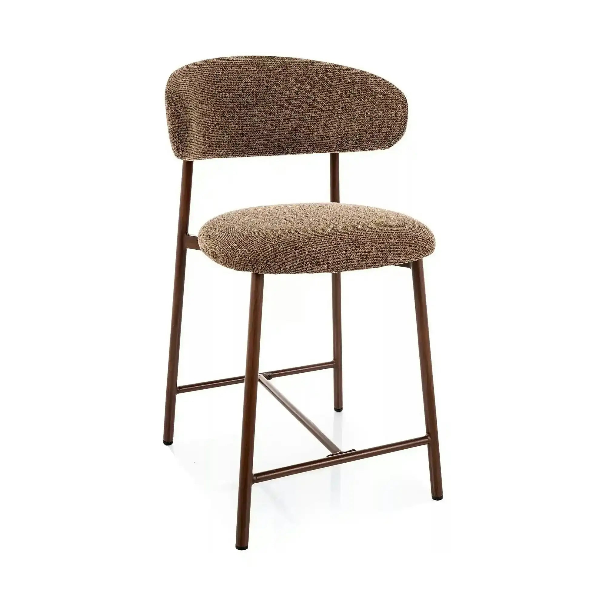 Scaun bar ELTON H-2, cappuccino/nuc, stofă/metal, 43x45x91 cm