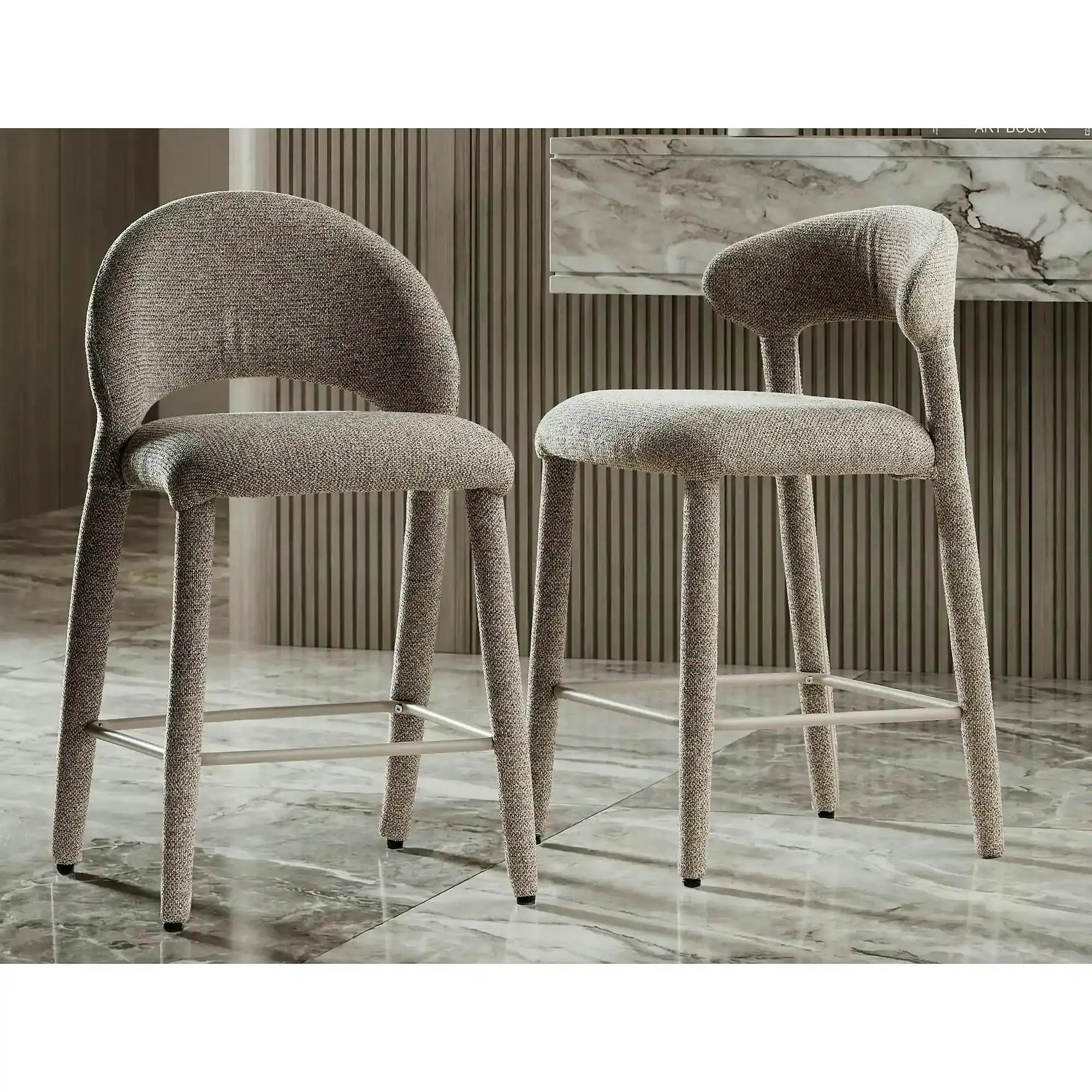 Scaun bar FLO H-2, bej, stofă/metal, 50x45x90 cm