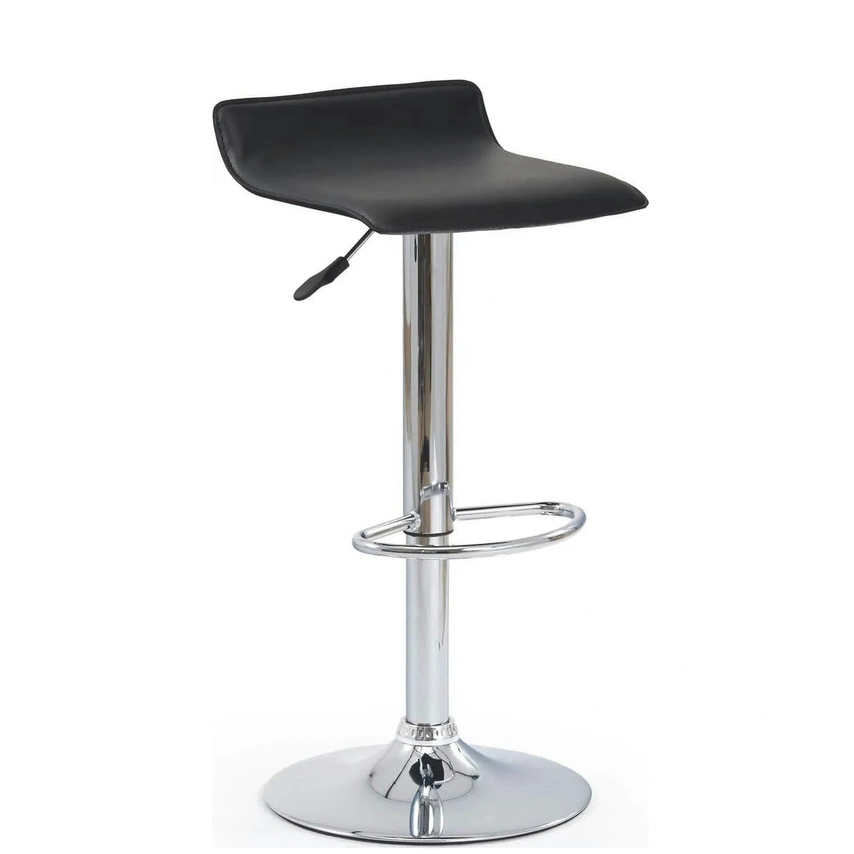 Scaun bar H1, negru/crom, piele ecologica/PVC/otel, 40x39x63/84 cm