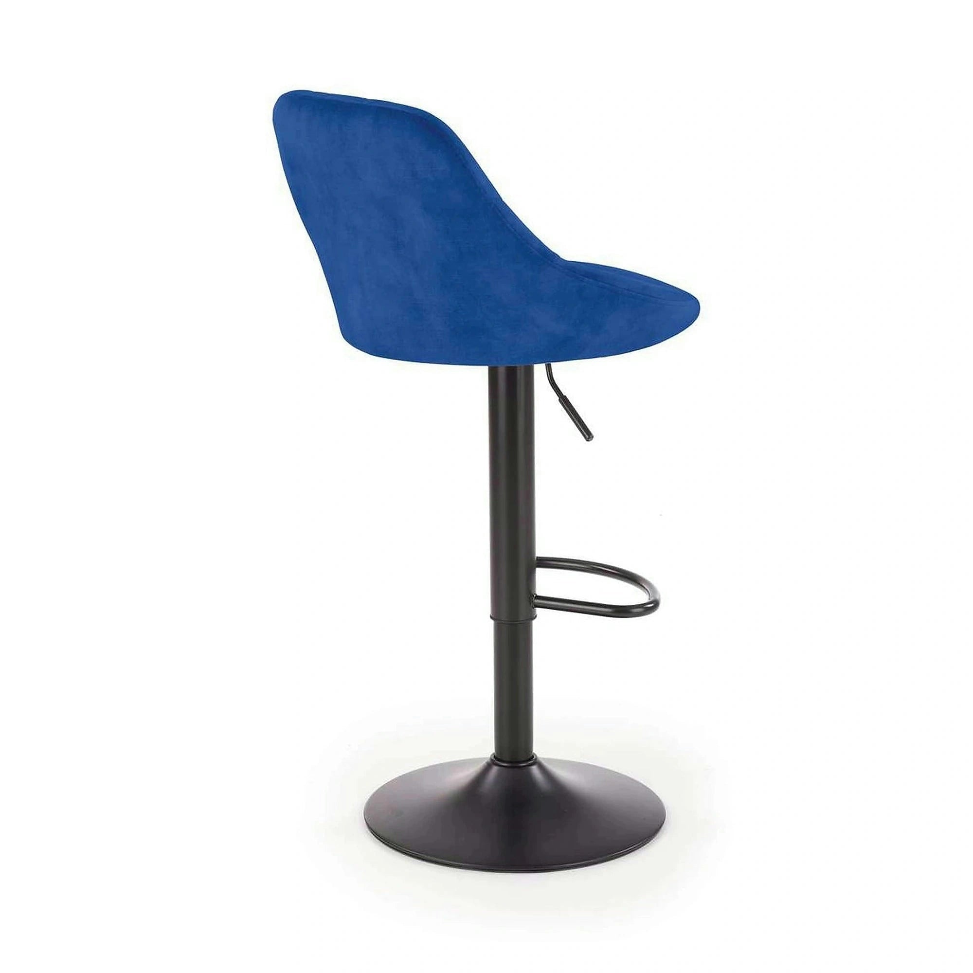 Scaun bar H101, albastru/negru, stofa catifelata/metal, 47x45x84/106 cm
