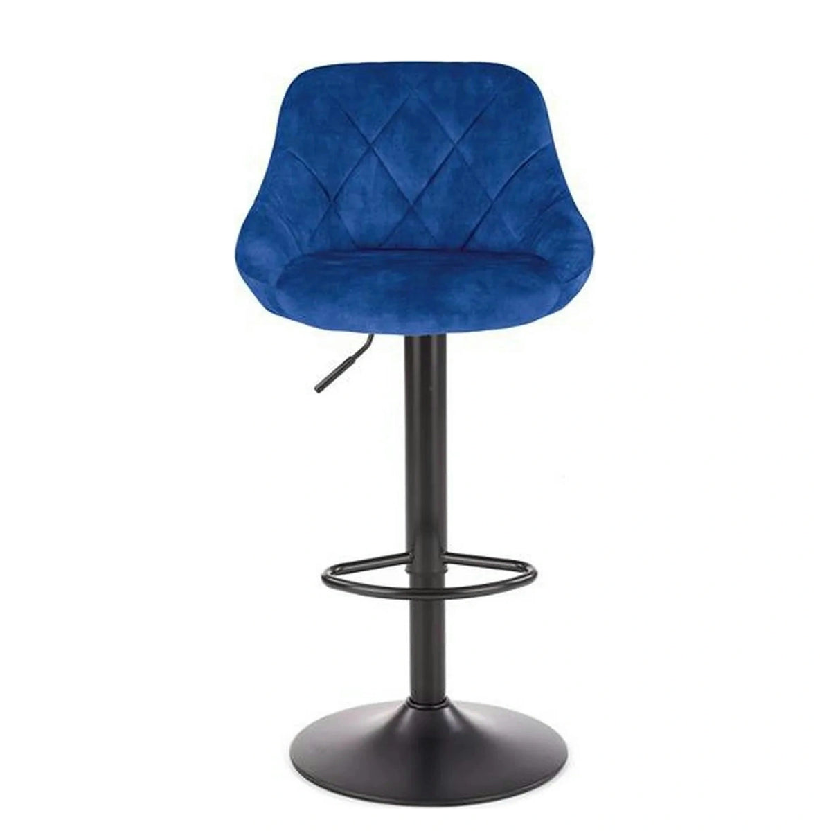 Scaun bar H101, albastru/negru, stofa catifelata/metal, 47x45x84/106 cm