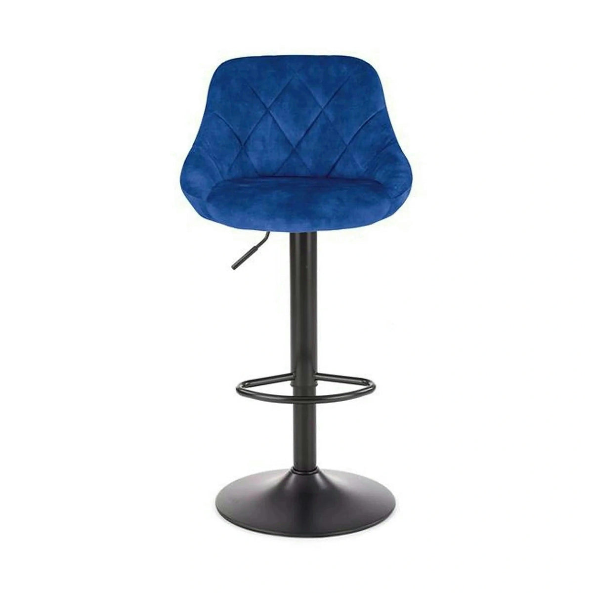 Scaun bar H101, albastru/negru, stofa catifelata/metal, 47x45x84/106 cm