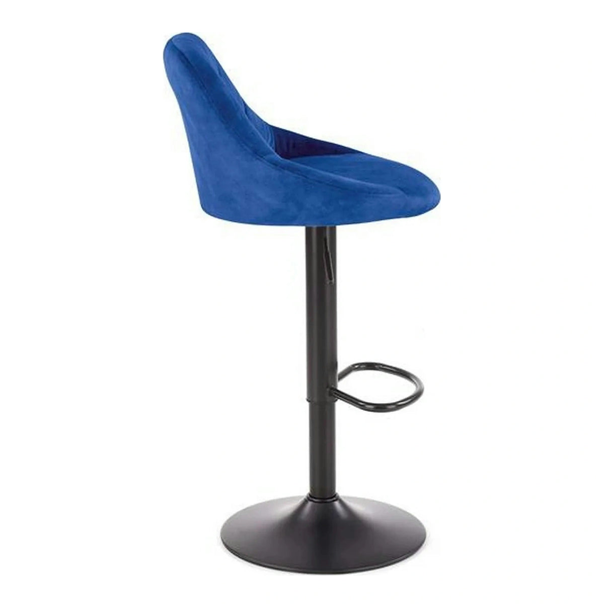 Scaun bar H101, albastru/negru, stofa catifelata/metal, 47x45x84/106 cm