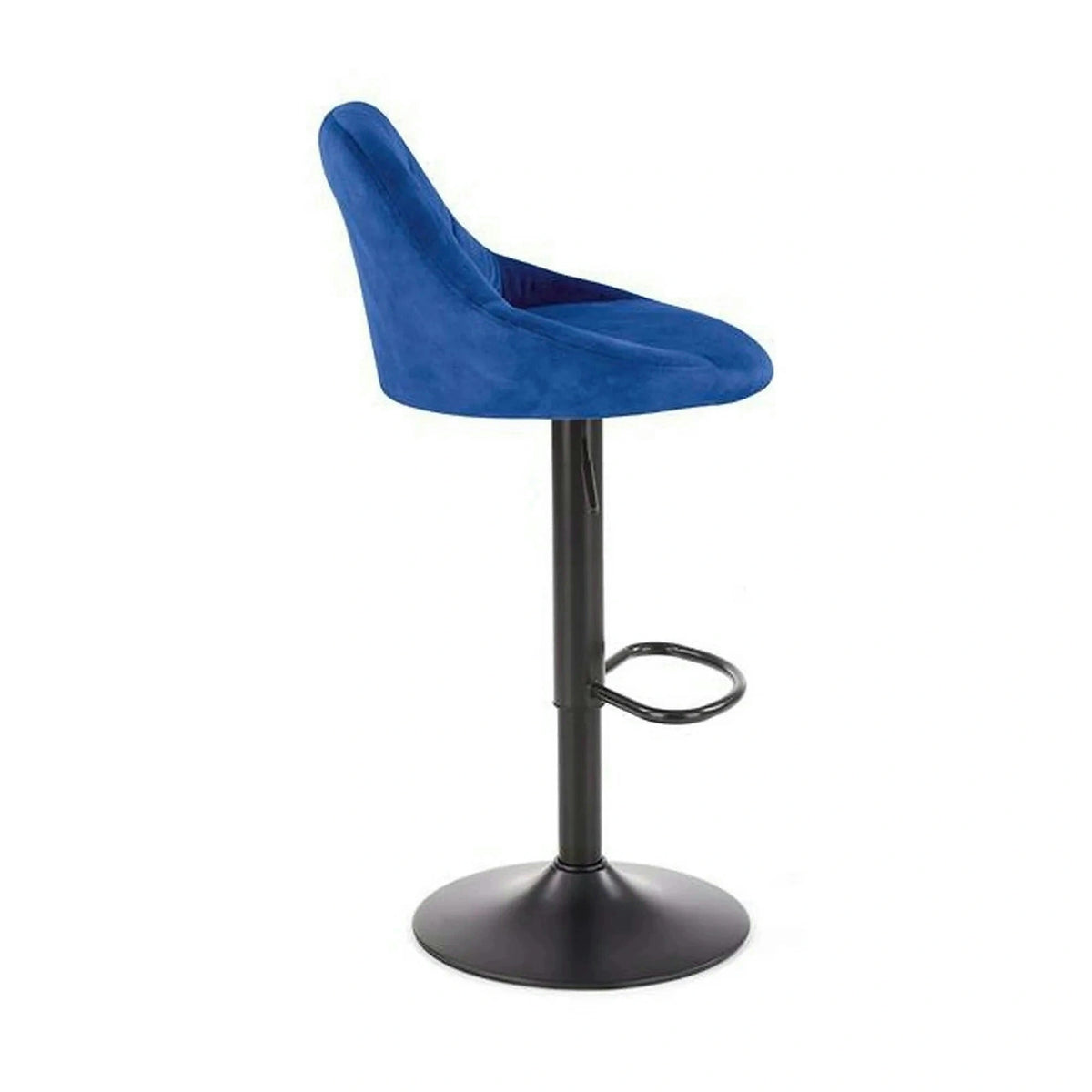 Scaun bar H101, albastru/negru, stofa catifelata/metal, 47x45x84/106 cm