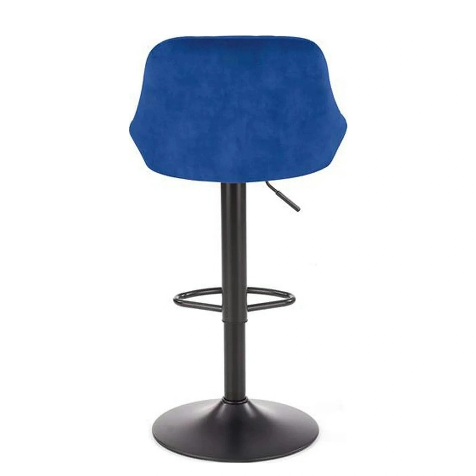 Scaun bar H101, albastru/negru, stofa catifelata/metal, 47x45x84/106 cm
