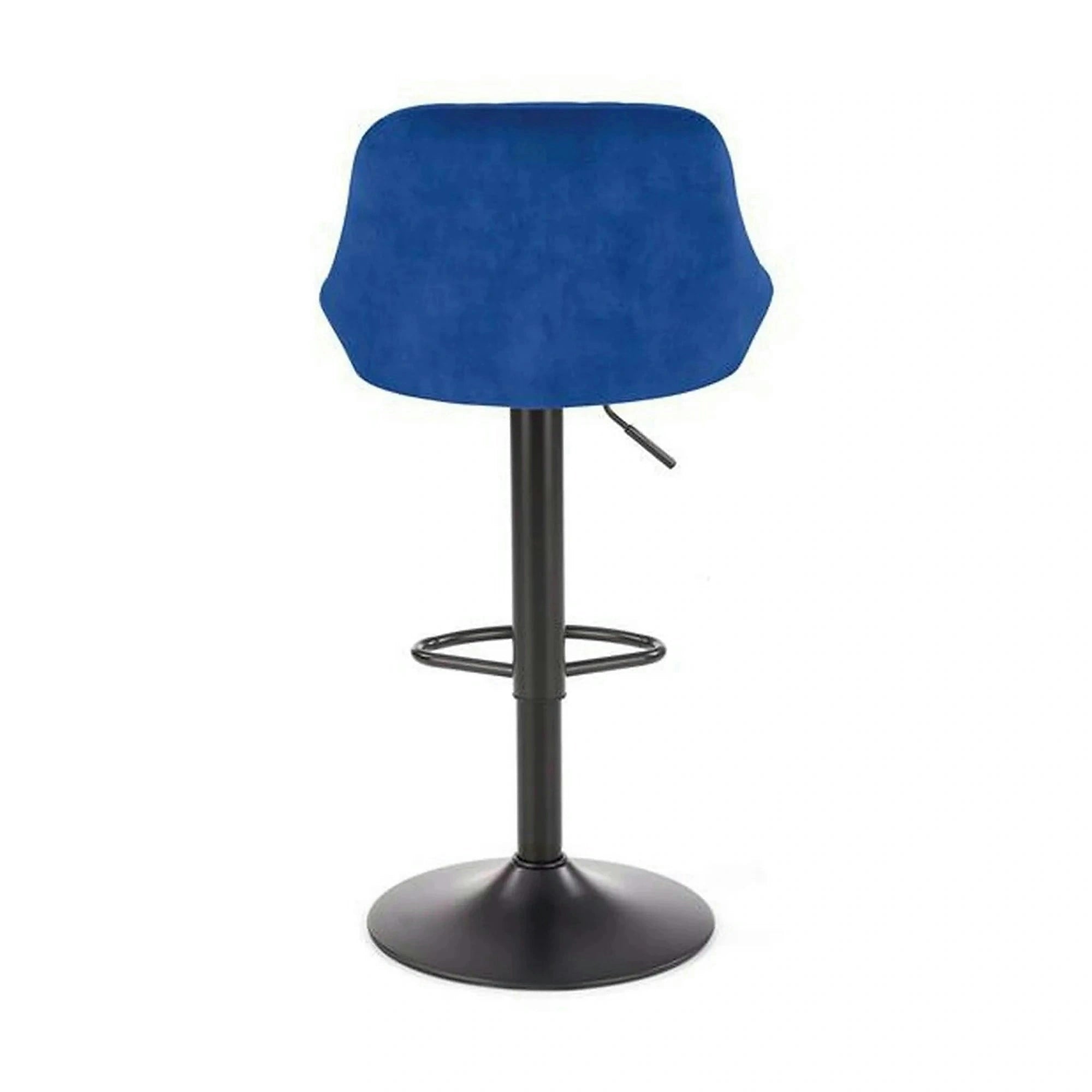 Scaun bar H101, albastru/negru, stofa catifelata/metal, 47x45x84/106 cm