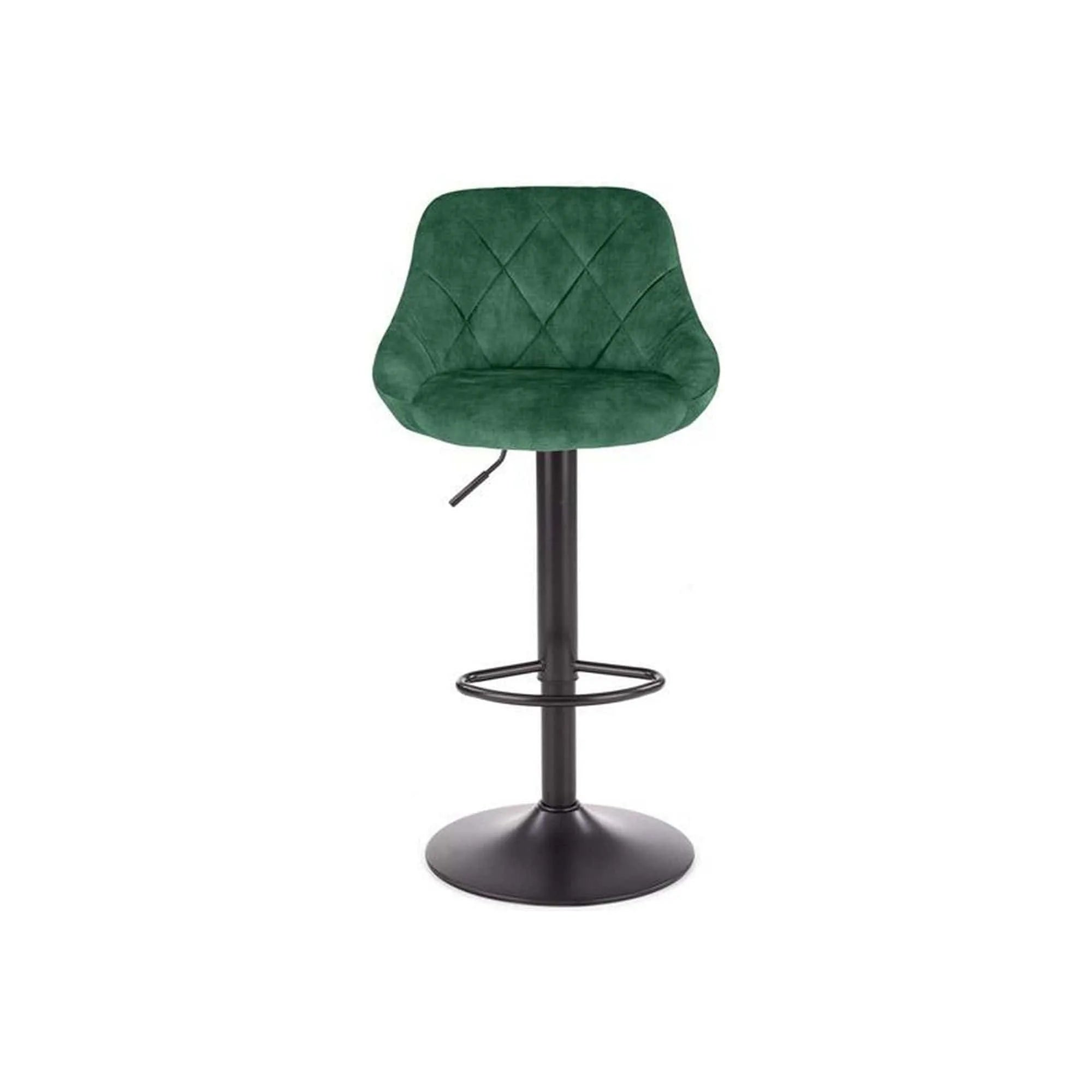 Scaun bar H101, verde inchis/negru, stofa catifelata/metal, 47x45x84/106 cm