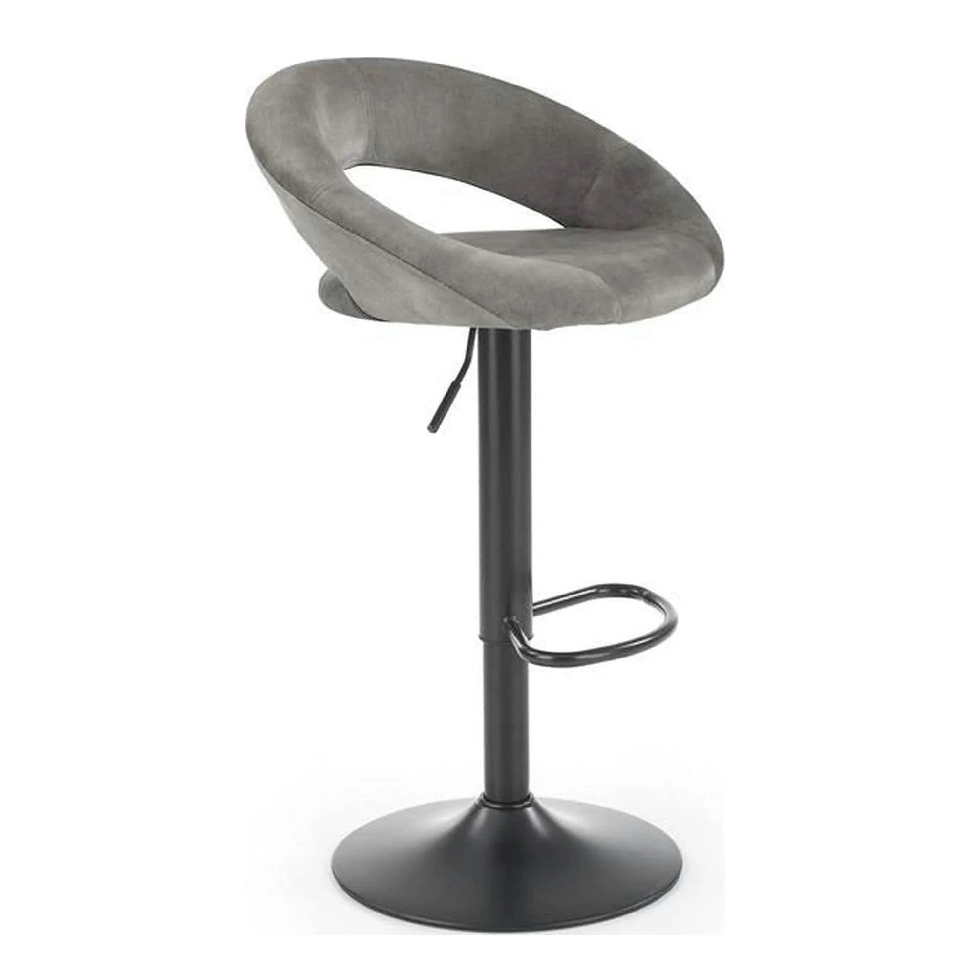Scaun bar H102, gri - Bluvel14/negru, stofa catifelata/otel, 53x48x78/100 cm
