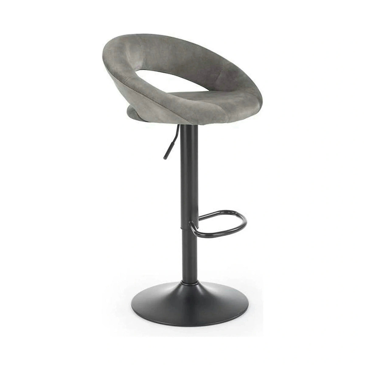 Scaun bar H102, gri - Bluvel14/negru, stofa catifelata/otel, 53x48x78/100 cm