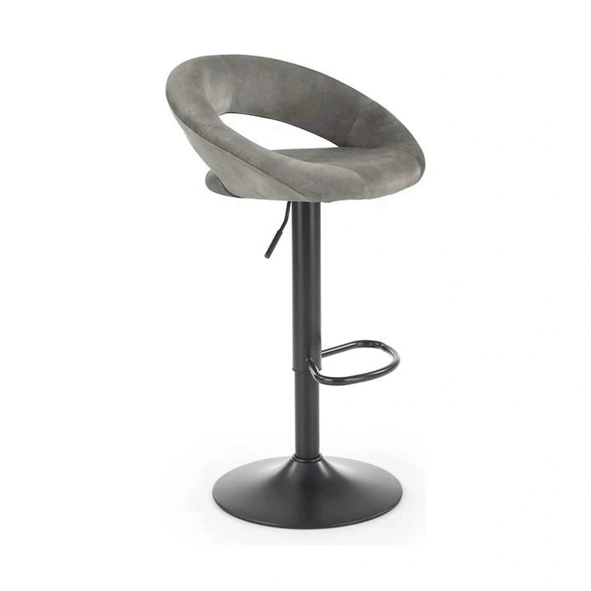 Scaun bar H102, gri - Bluvel14/negru, stofa catifelata/otel, 53x48x78/100 cm