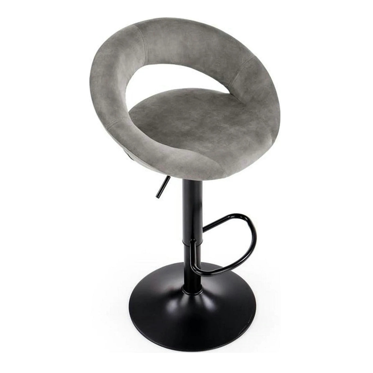 Scaun bar H102, gri - Bluvel14/negru, stofa catifelata/otel, 53x48x78/100 cm