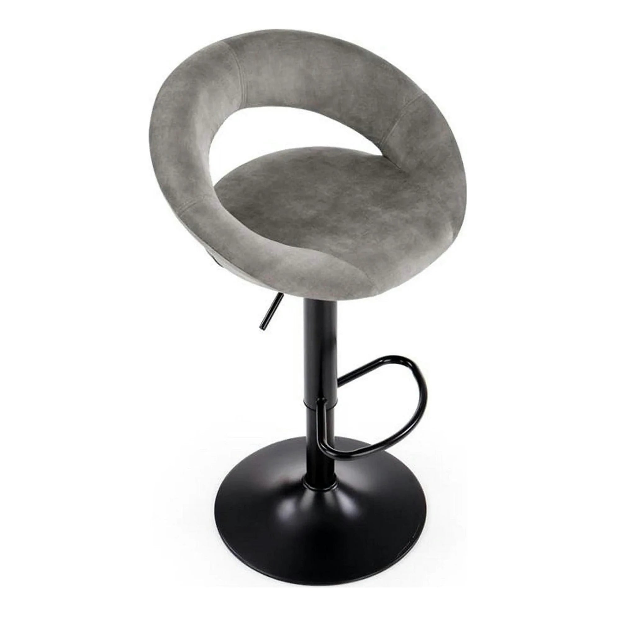 Scaun bar H102, gri - Bluvel14/negru, stofa catifelata/otel, 53x48x78/100 cm