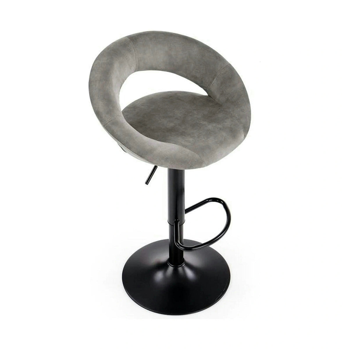 Scaun bar H102, gri - Bluvel14/negru, stofa catifelata/otel, 53x48x78/100 cm