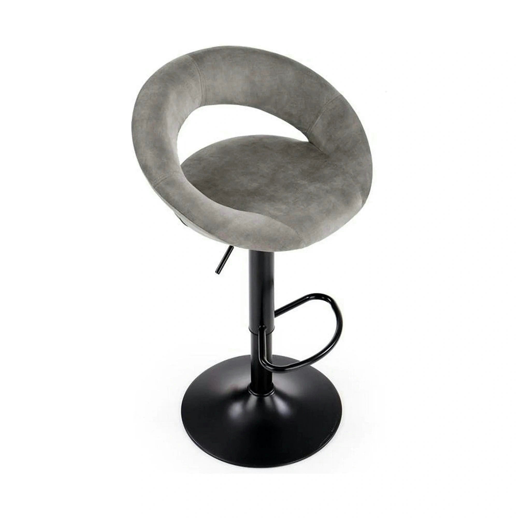 Scaun bar H102, gri - Bluvel14/negru, stofa catifelata/otel, 53x48x78/100 cm