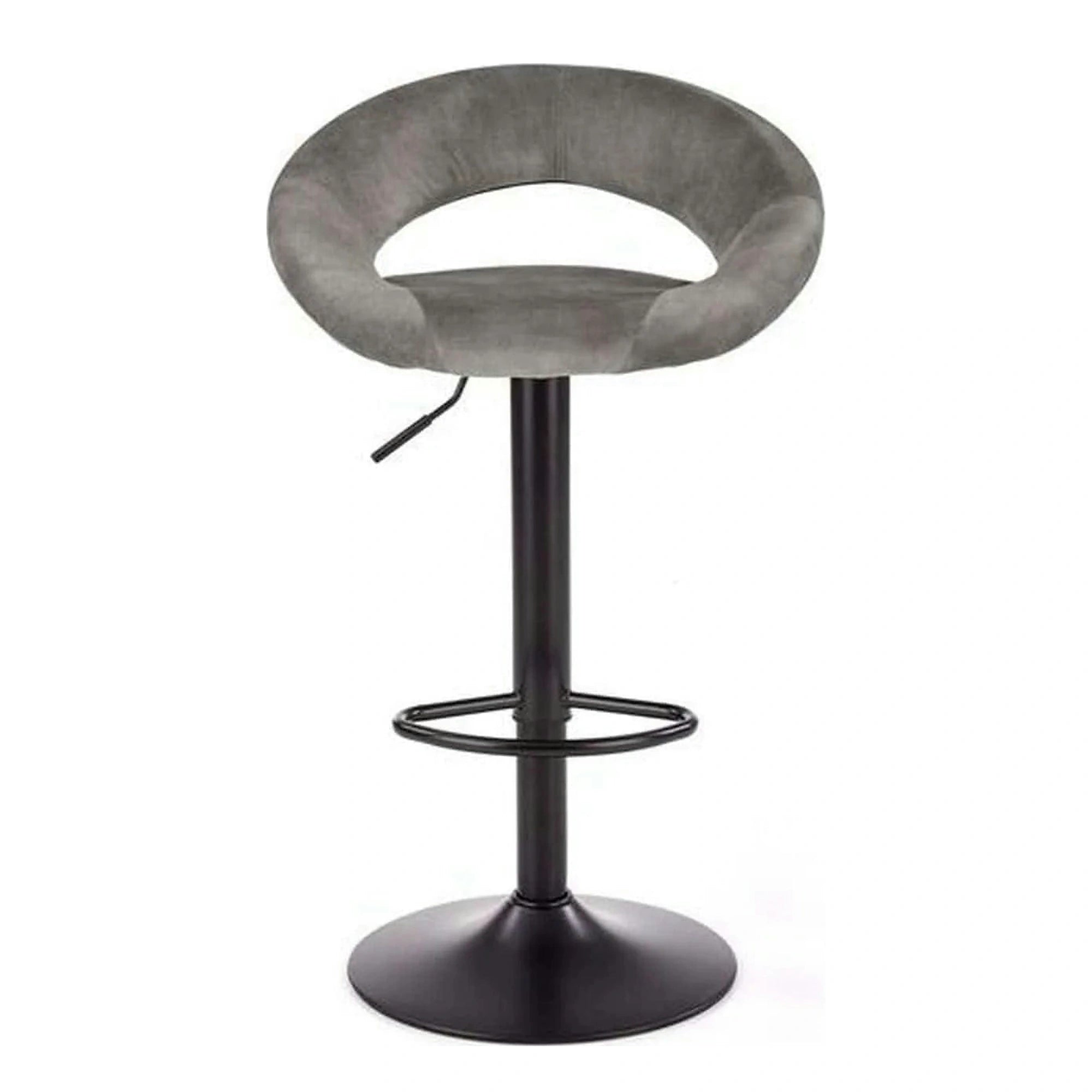 Scaun bar H102, gri - Bluvel14/negru, stofa catifelata/otel, 53x48x78/100 cm