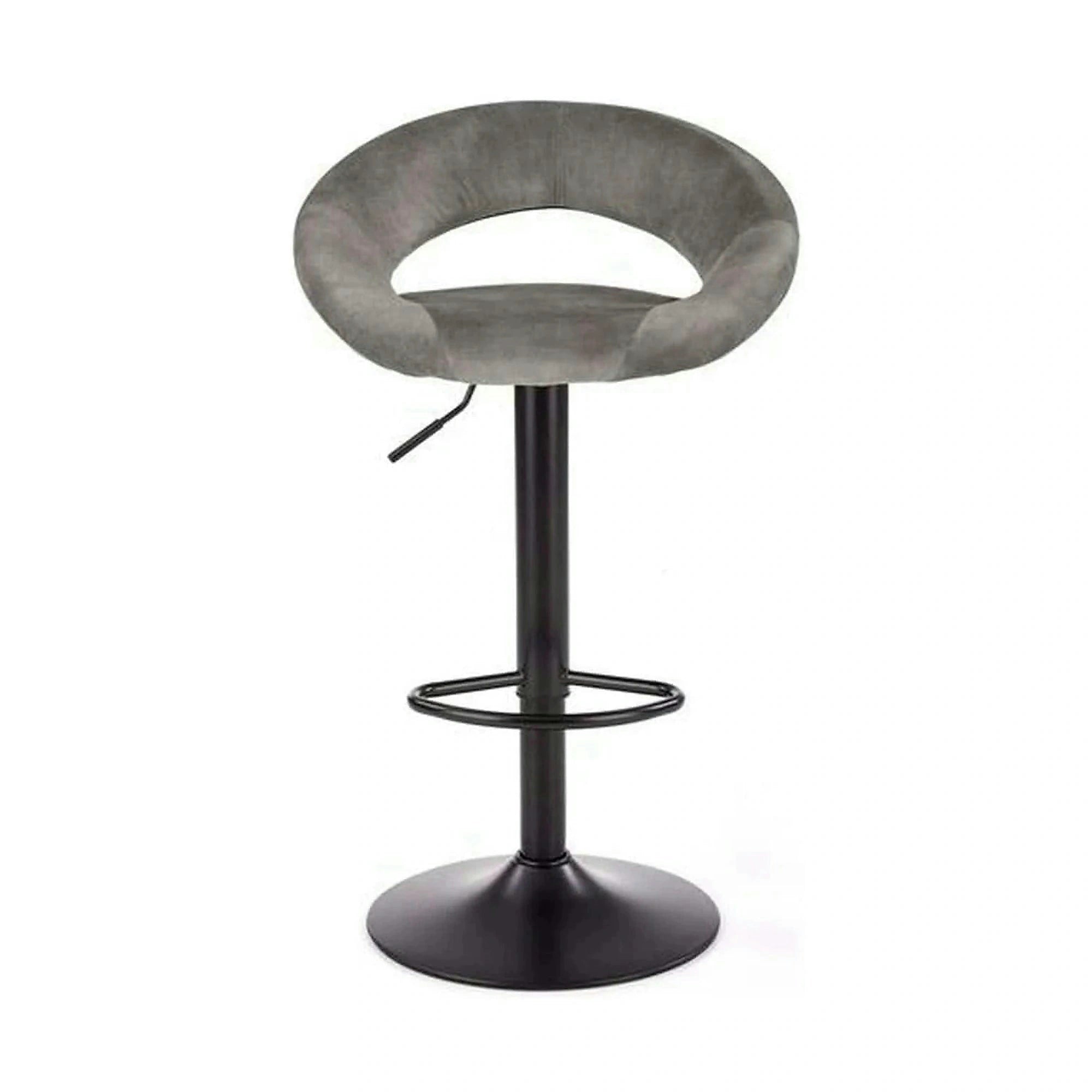 Scaun bar H102, gri - Bluvel14/negru, stofa catifelata/otel, 53x48x78/100 cm