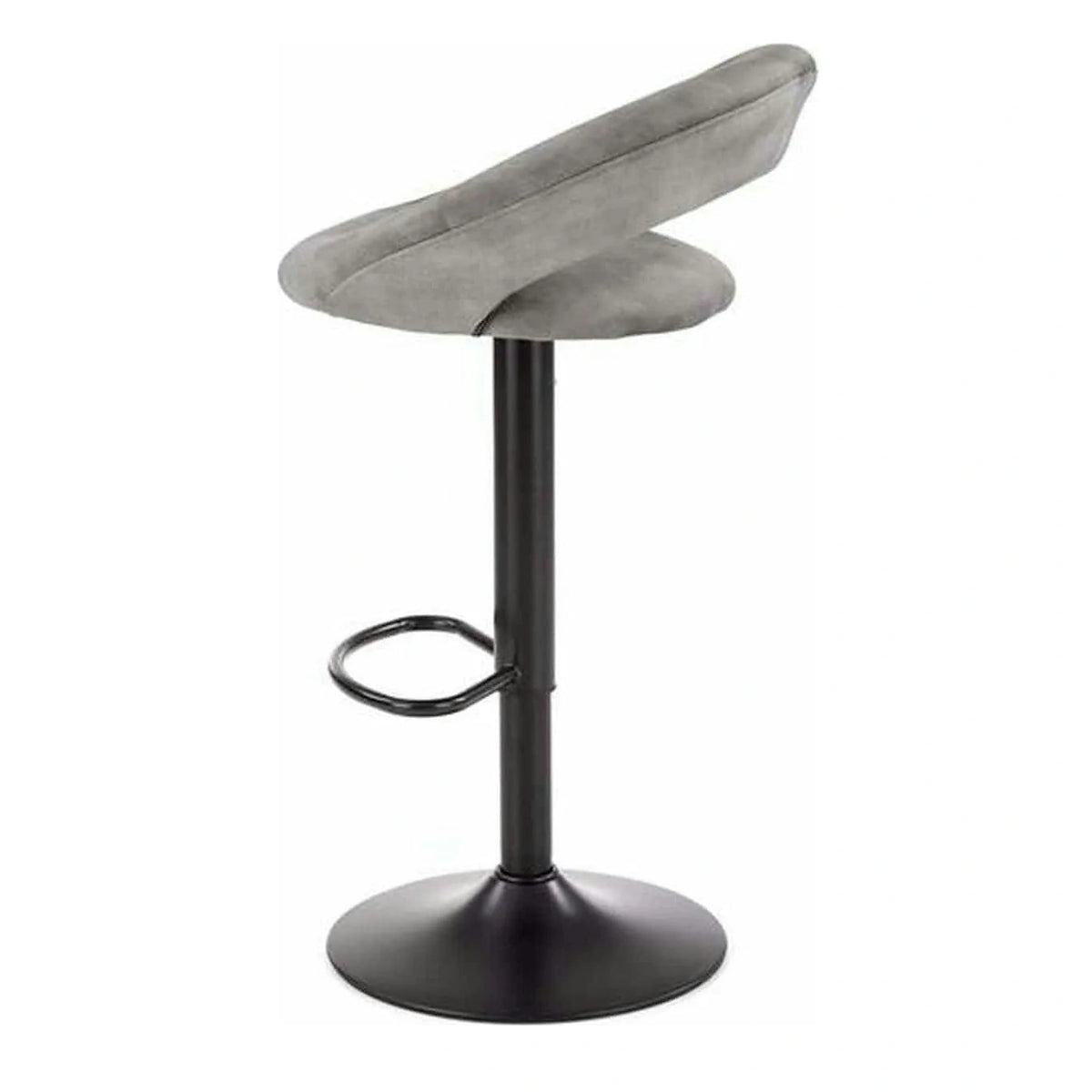 Scaun bar H102, gri - Bluvel14/negru, stofa catifelata/otel, 53x48x78/100 cm