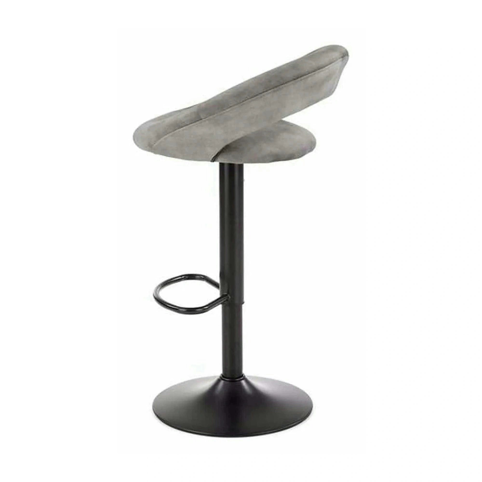 Scaun bar H102, gri - Bluvel14/negru, stofa catifelata/otel, 53x48x78/100 cm