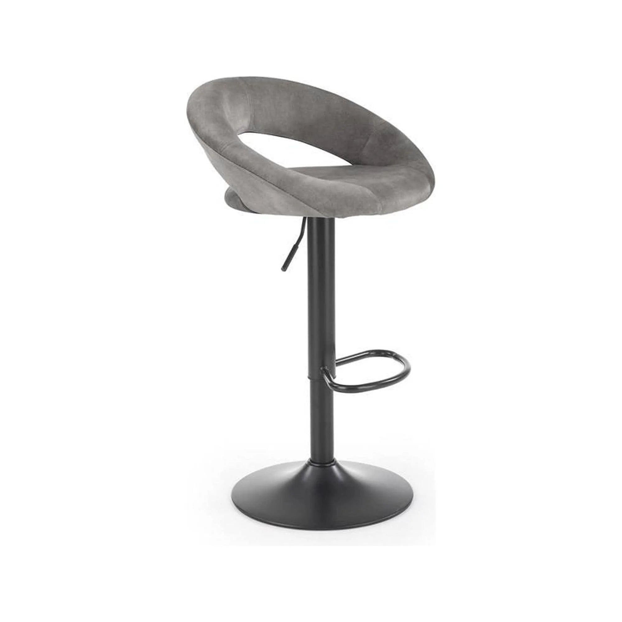 Scaun bar H102, gri - Bluvel14/negru, stofa catifelata/otel, 53x48x78/100 cm