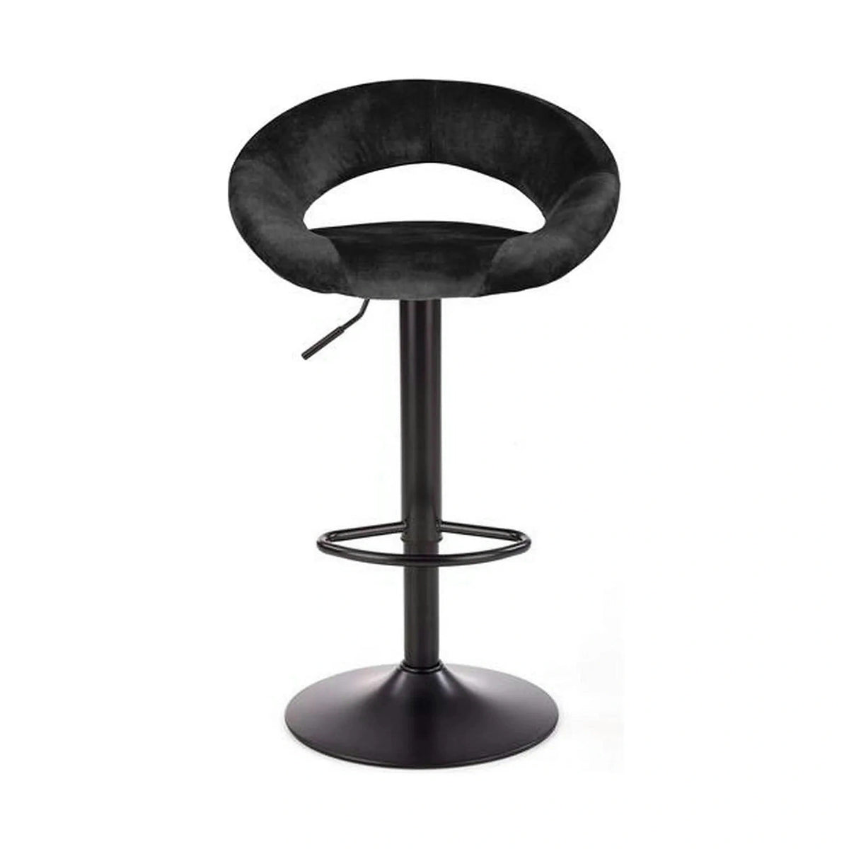 Scaun bar H102, negru, stofa catifelata/otel, 53x48x78/100 cm