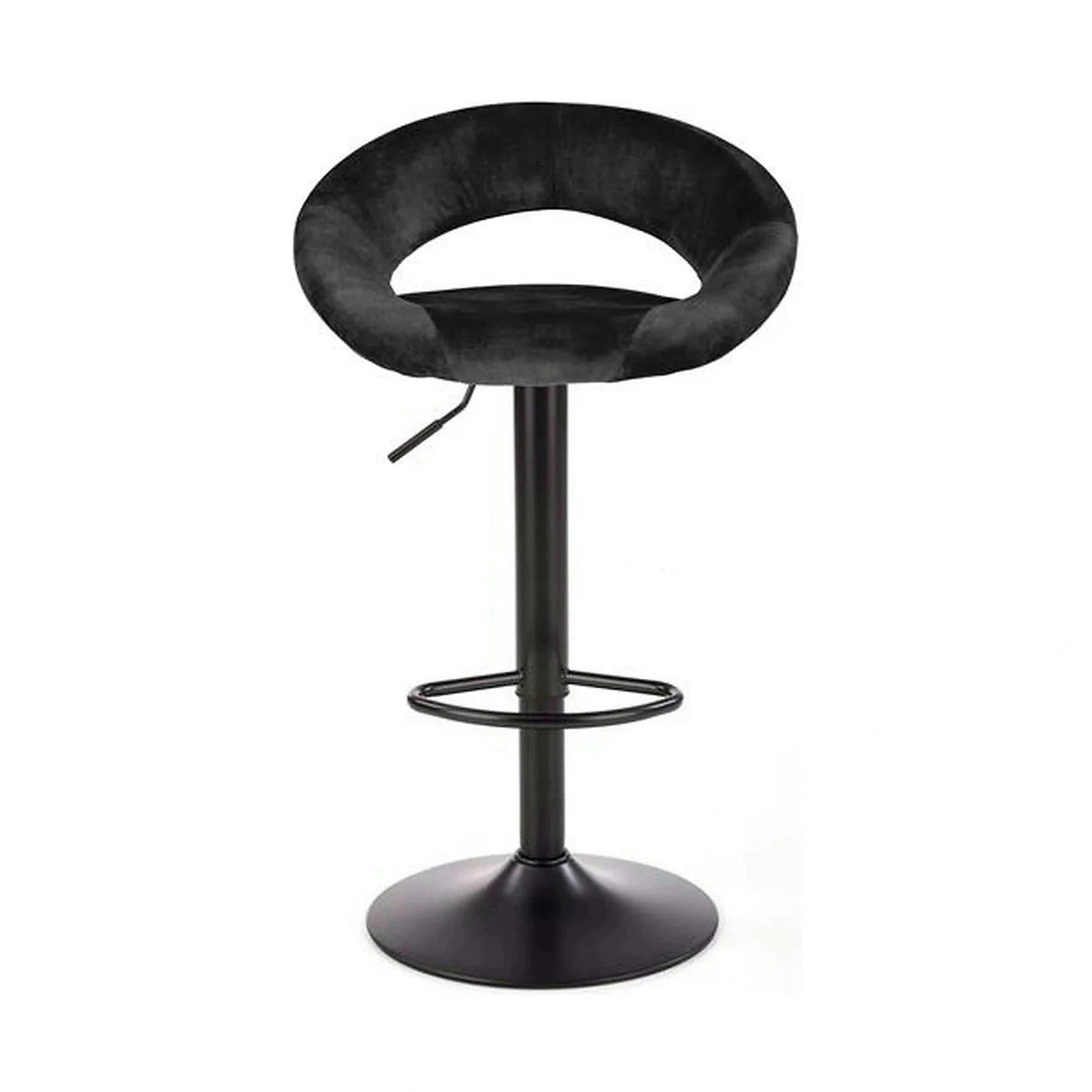 Scaun bar H102, negru, stofa catifelata/otel, 53x48x78/100 cm
