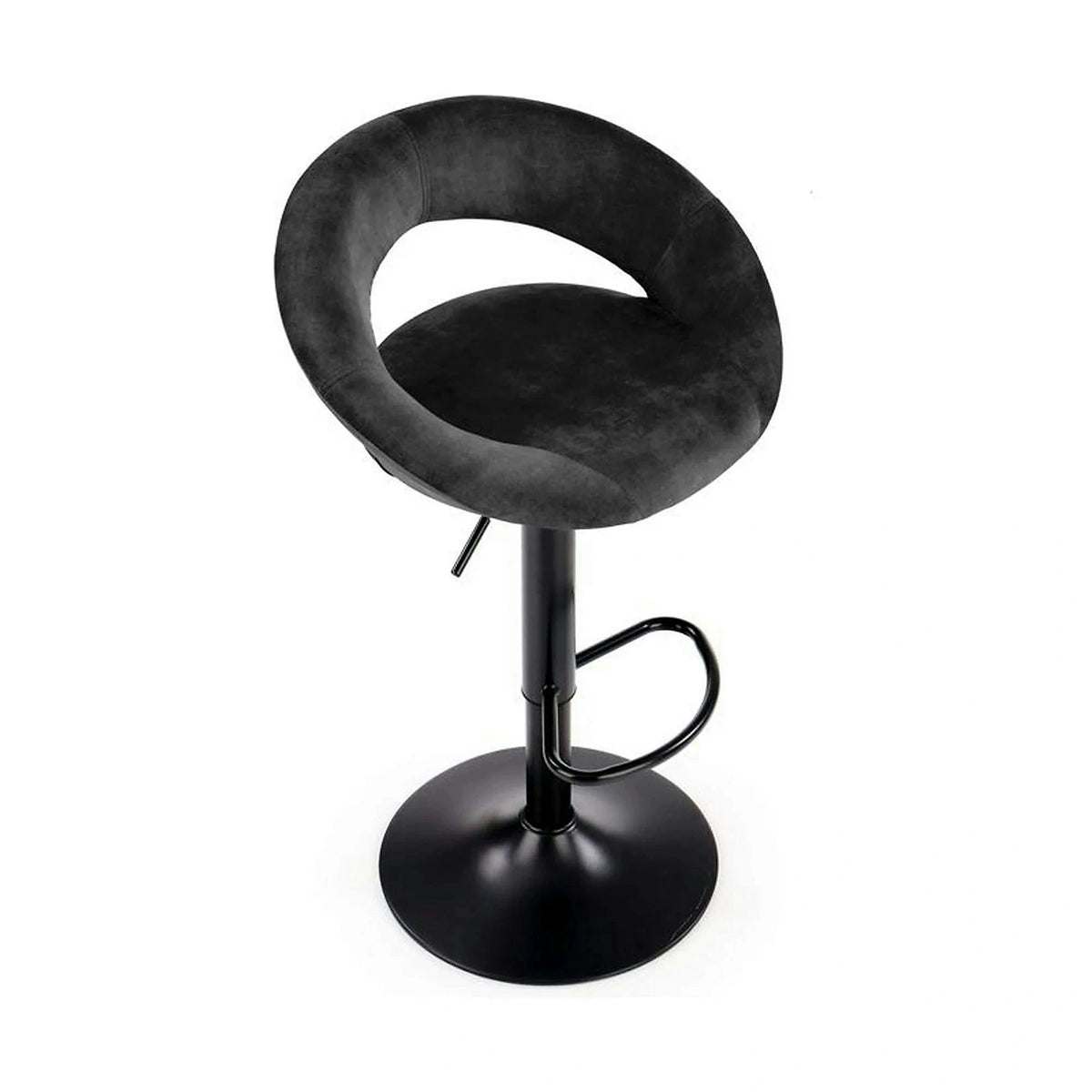 Scaun bar H102, negru, stofa catifelata/otel, 53x48x78/100 cm