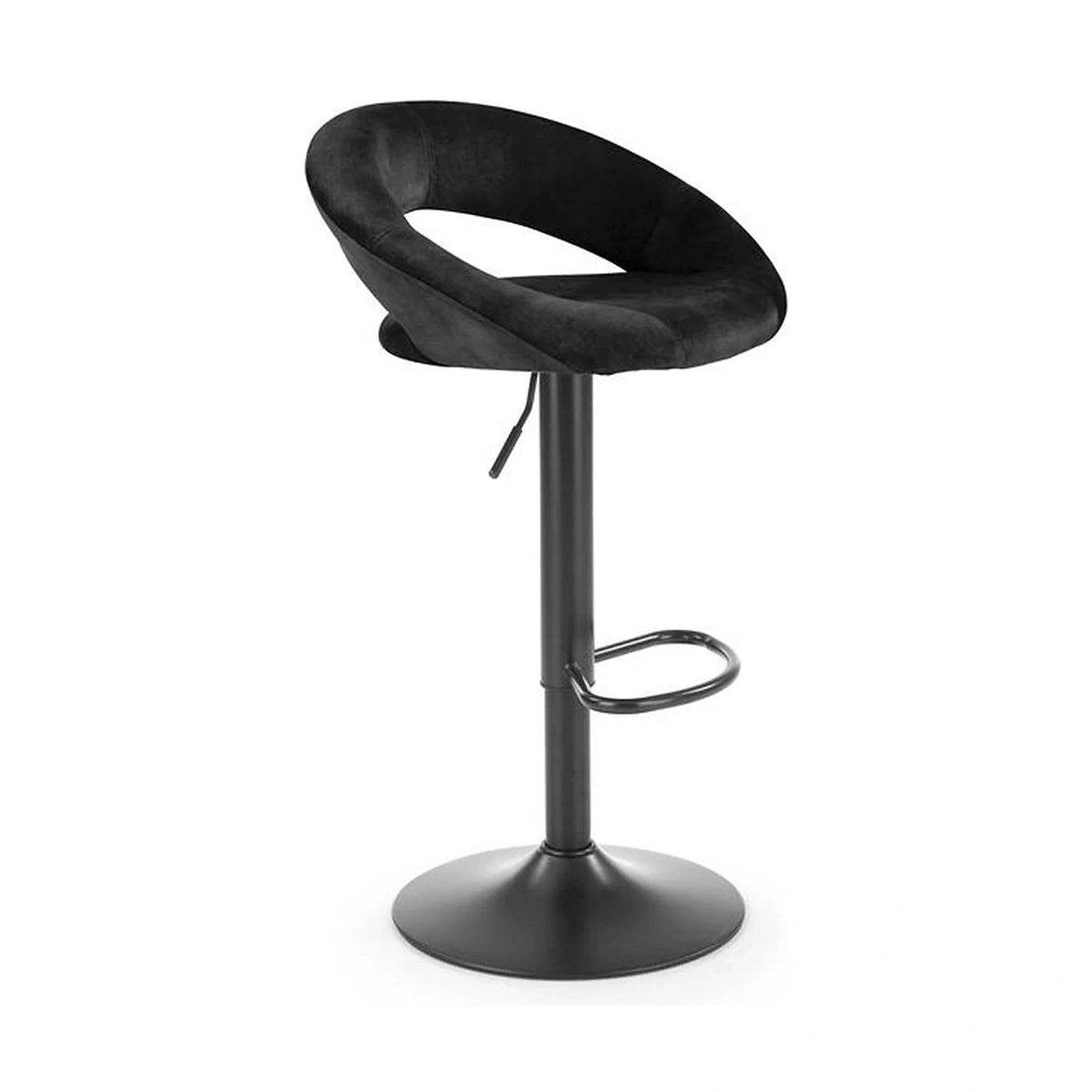 Scaun bar H102, negru, stofa catifelata/otel, 53x48x78/100 cm