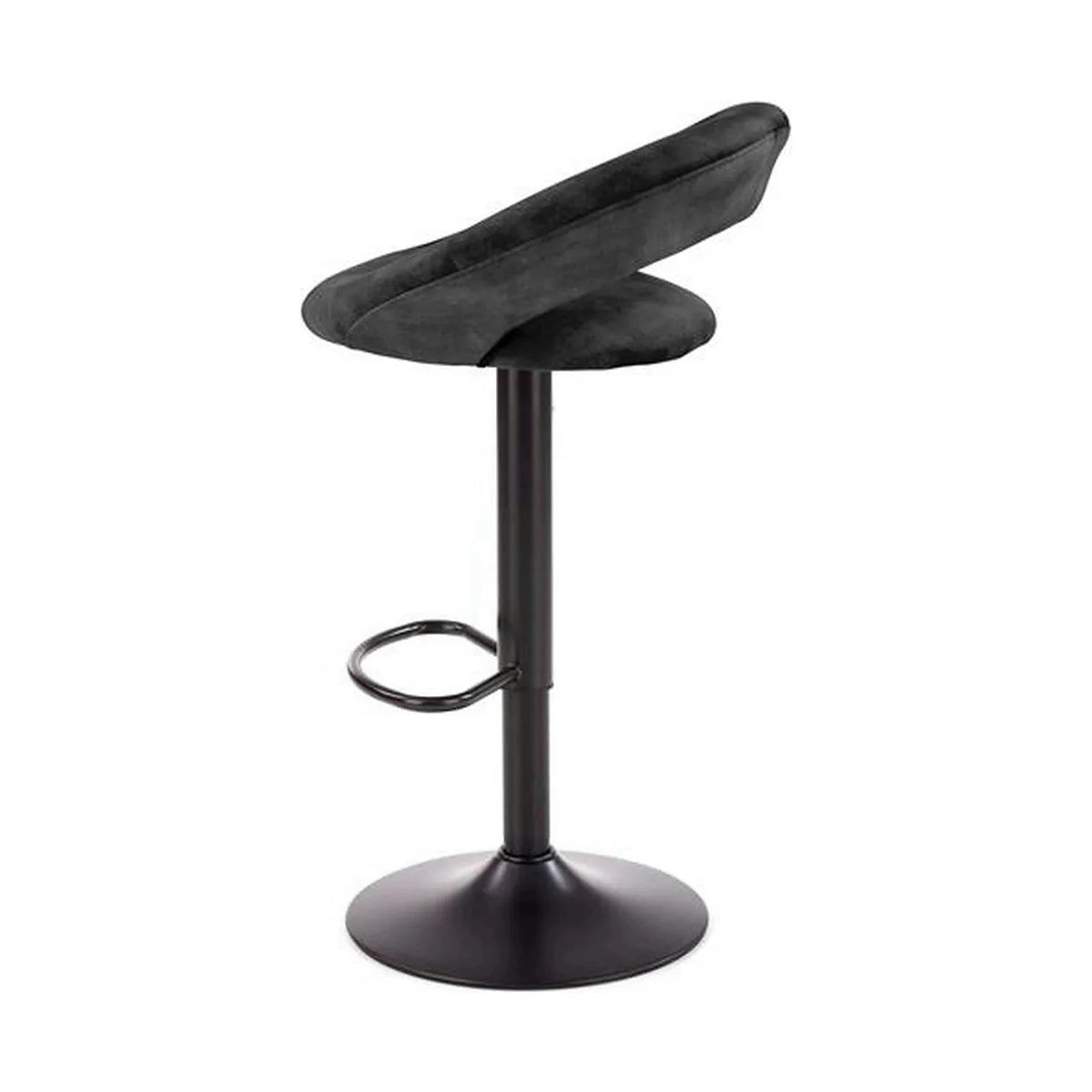 Scaun bar H102, negru, stofa catifelata/otel, 53x48x78/100 cm