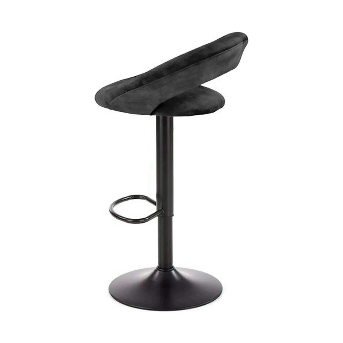Scaun bar H102, negru, stofa catifelata/otel, 53x48x78/100 cm