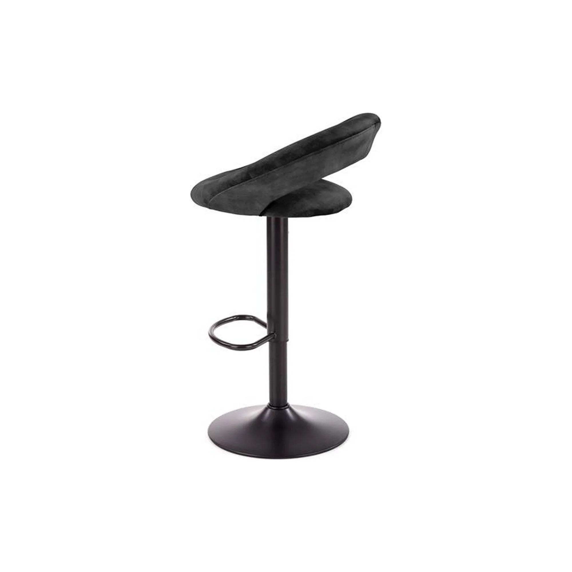 Scaun bar H102, negru, stofa catifelata/otel, 53x48x78/100 cm