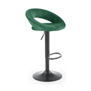 Scaun bar H102, verde inchis/negru, stofa catifelata/otel, 53x48x100 cm