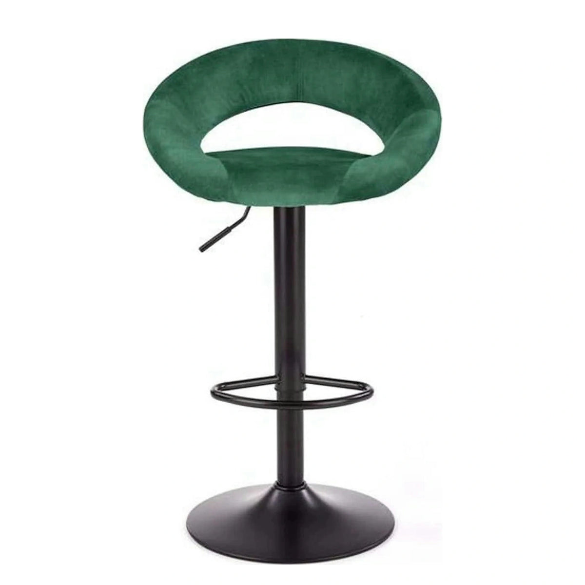 Scaun bar H102, verde inchis/negru, stofa catifelata/otel, 53x48x100 cm
