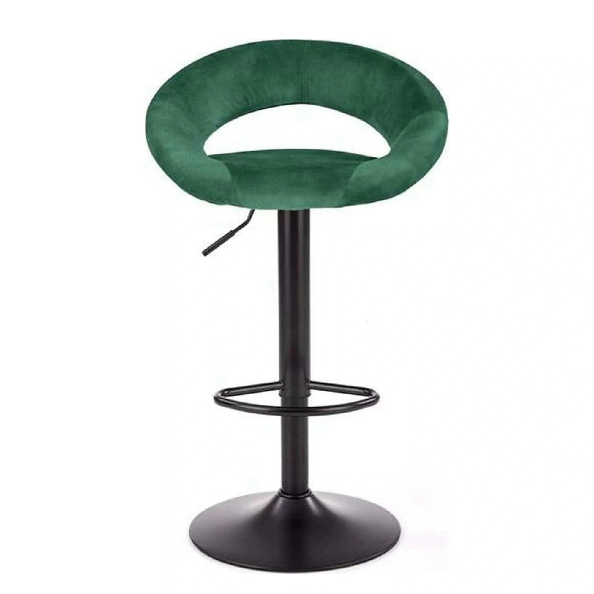 Scaun bar H102, verde inchis/negru, stofa catifelata/otel, 53x48x100 cm