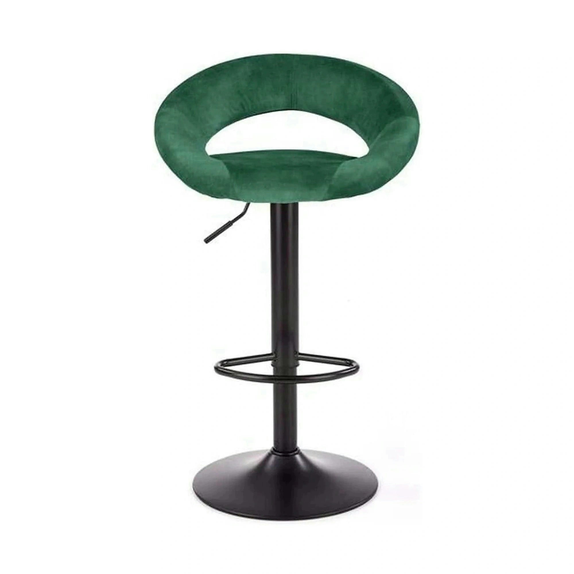 Scaun bar H102, verde inchis/negru, stofa catifelata/otel, 53x48x100 cm