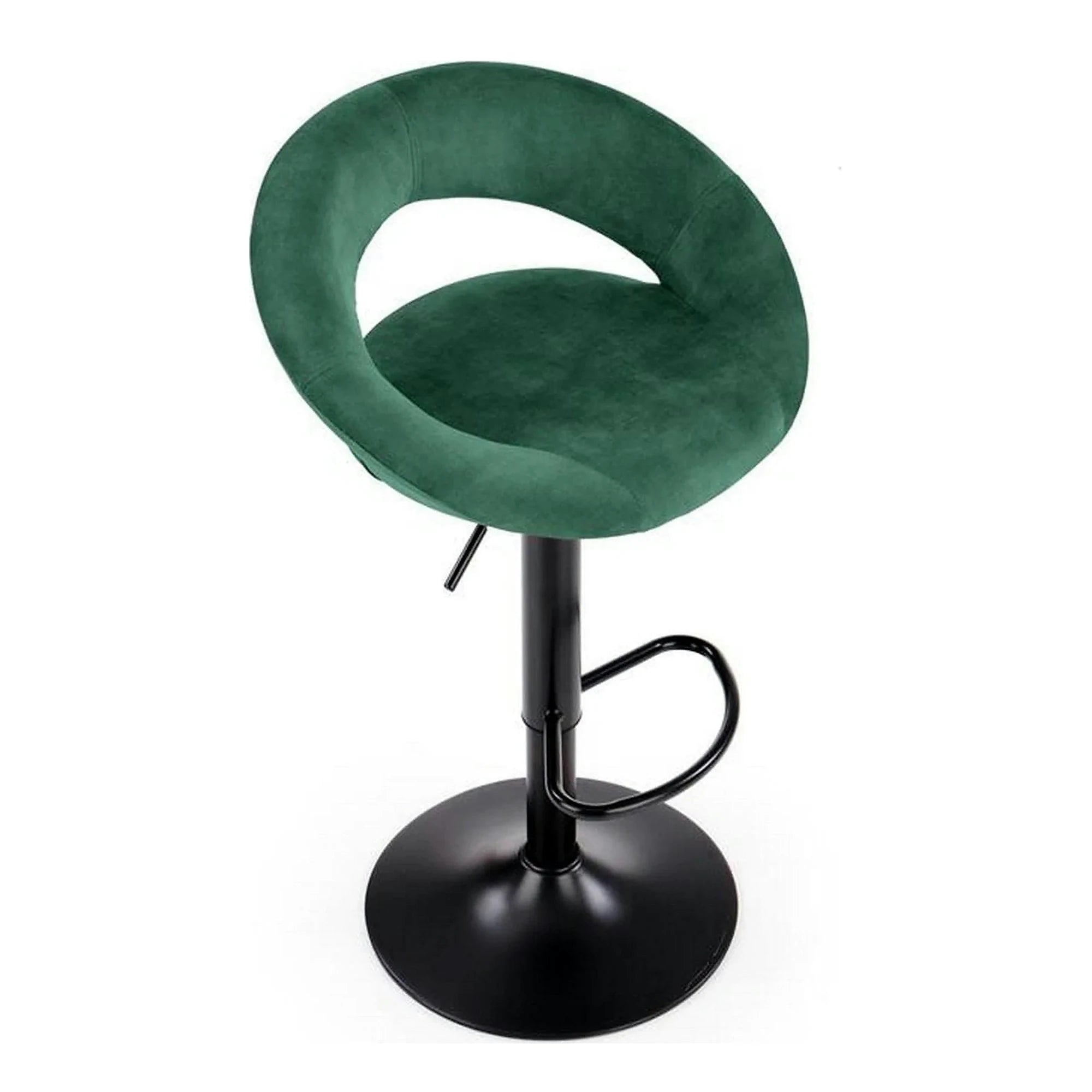 Scaun bar H102, verde inchis/negru, stofa catifelata/otel, 53x48x100 cm