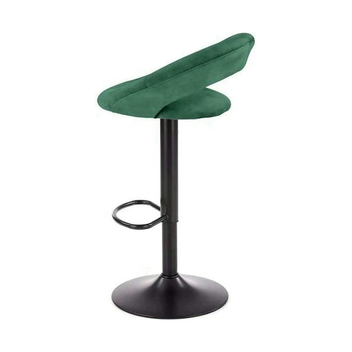 Scaun bar H102, verde inchis/negru, stofa catifelata/otel, 53x48x100 cm
