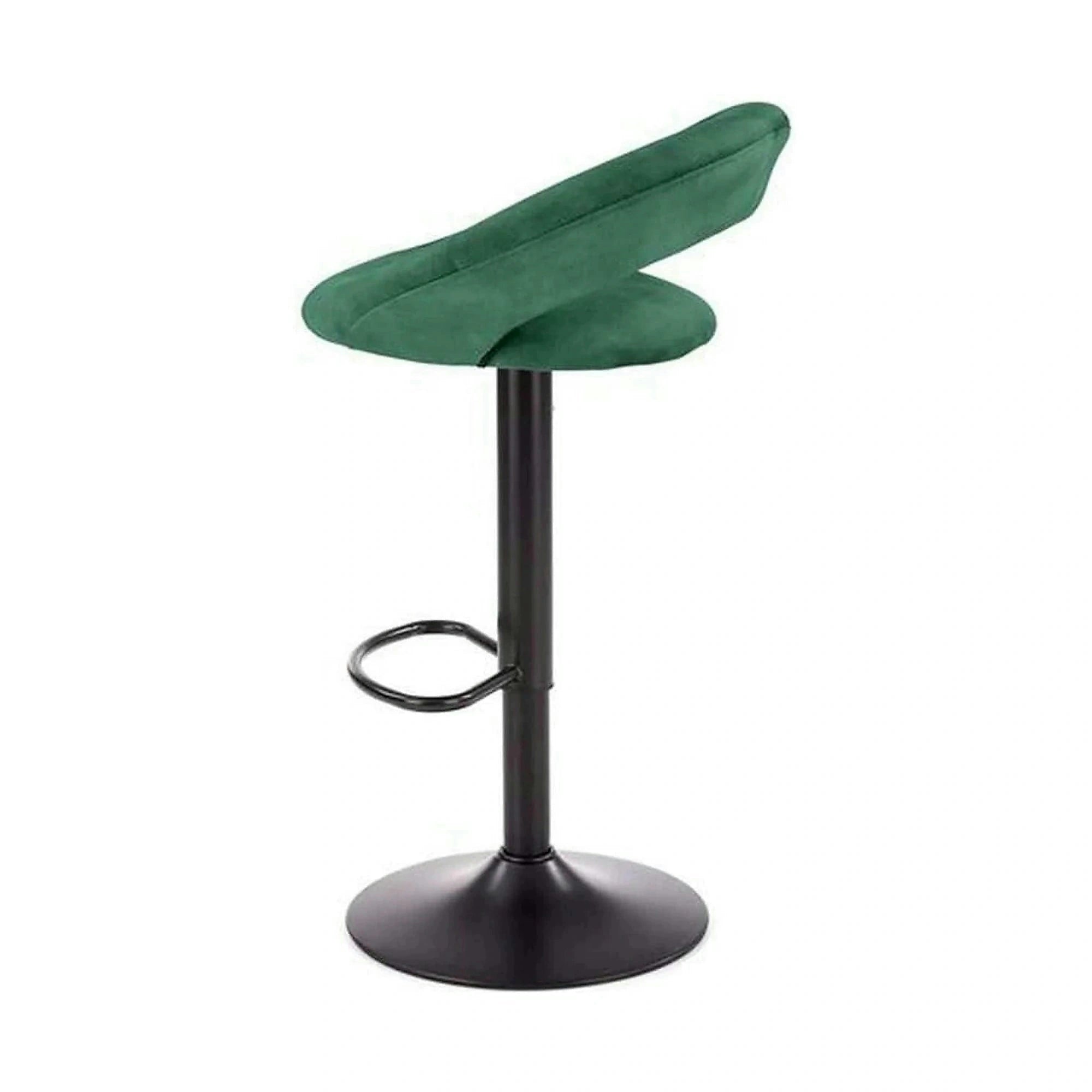 Scaun bar H102, verde inchis/negru, stofa catifelata/otel, 53x48x100 cm
