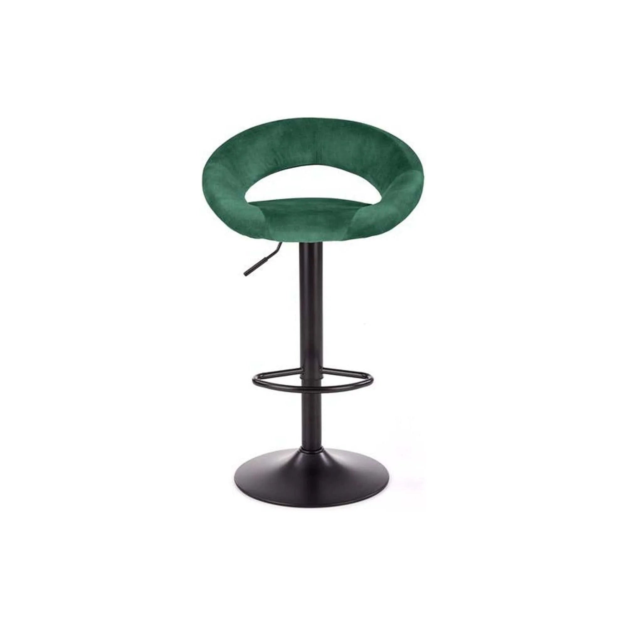 Scaun bar H102, verde inchis/negru, stofa catifelata/otel, 53x48x100 cm