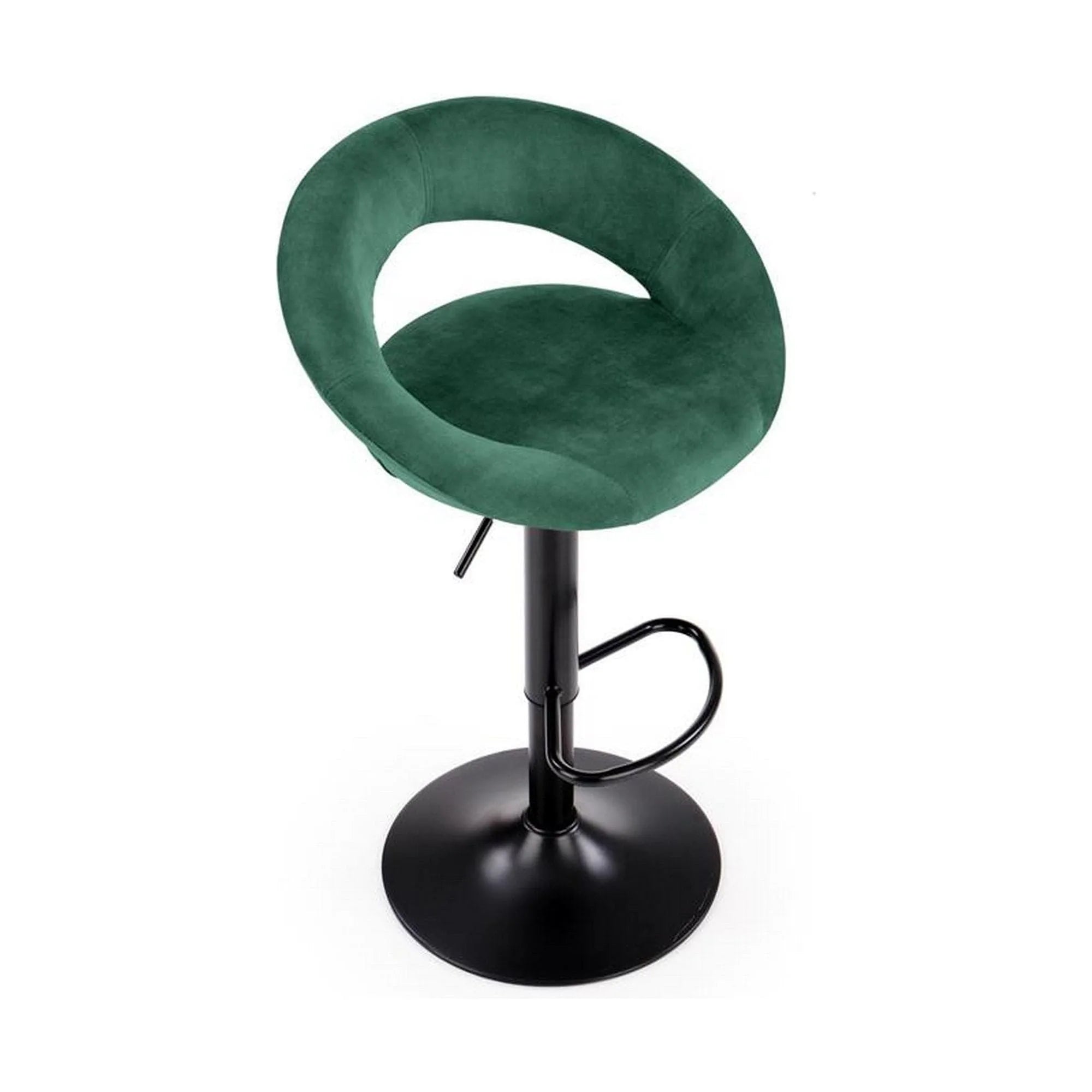 Scaun bar H102, verde inchis/negru, stofa catifelata/otel, 53x48x100 cm