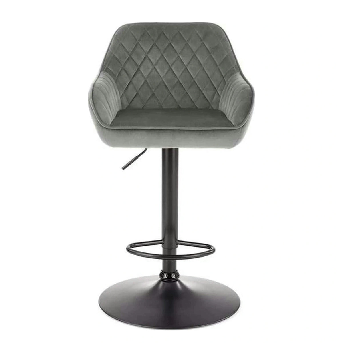 Scaun bar H103, gri - Bluvel 14/negru, stofa catifelata/otel, 55x55x92/114 cm