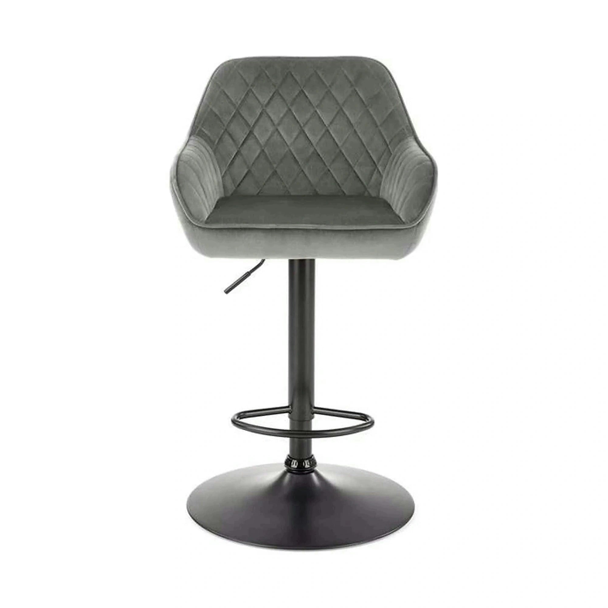Scaun bar H103, gri - Bluvel 14/negru, stofa catifelata/otel, 55x55x92/114 cm