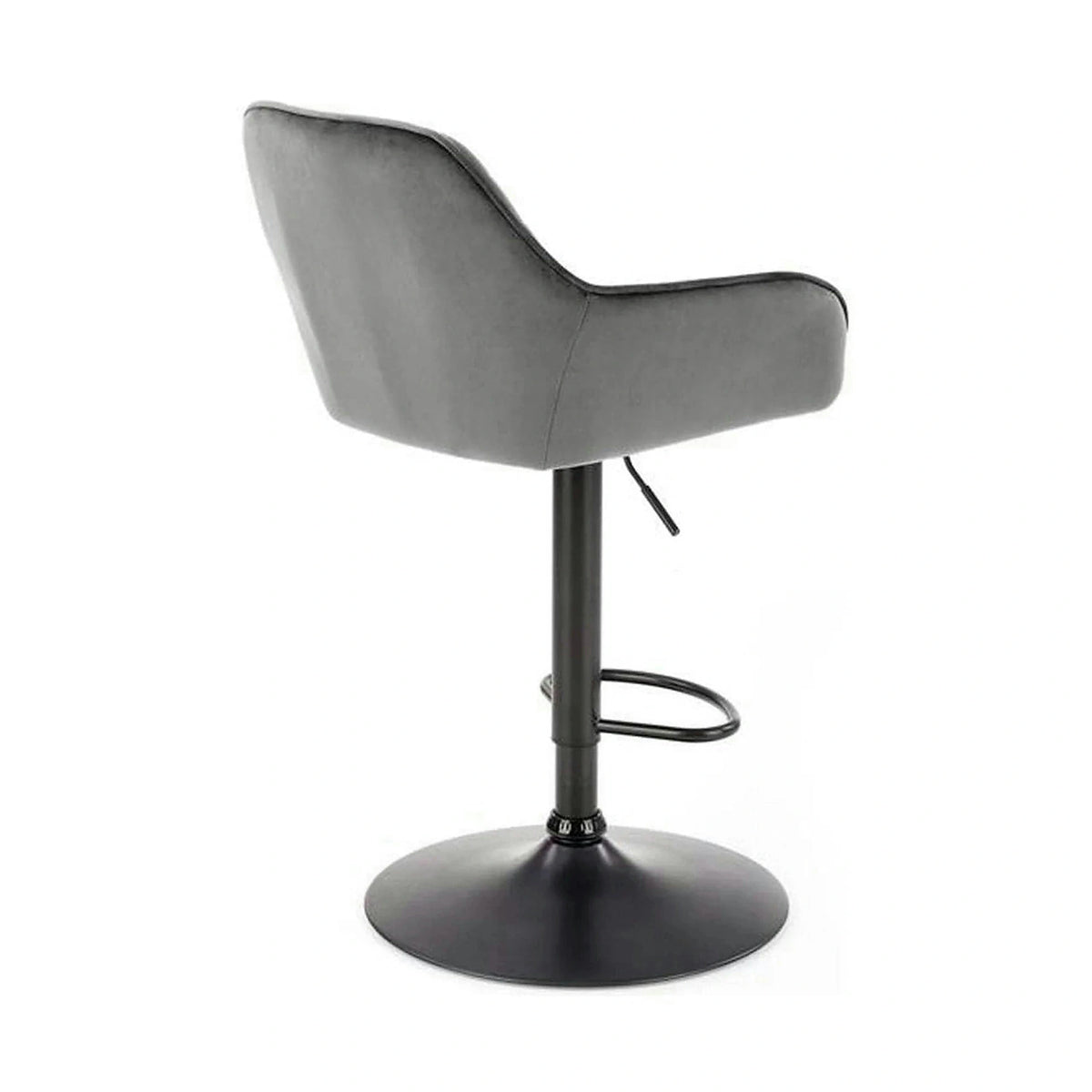 Scaun bar H103, gri - Bluvel 14/negru, stofa catifelata/otel, 55x55x92/114 cm