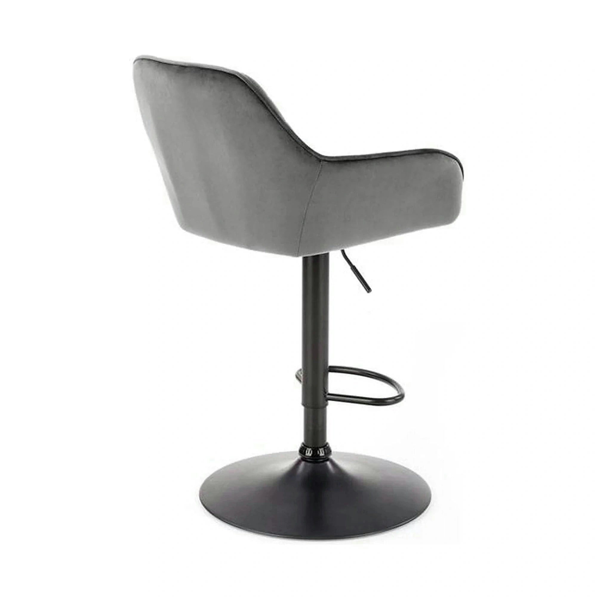 Scaun bar H103, gri - Bluvel 14/negru, stofa catifelata/otel, 55x55x92/114 cm