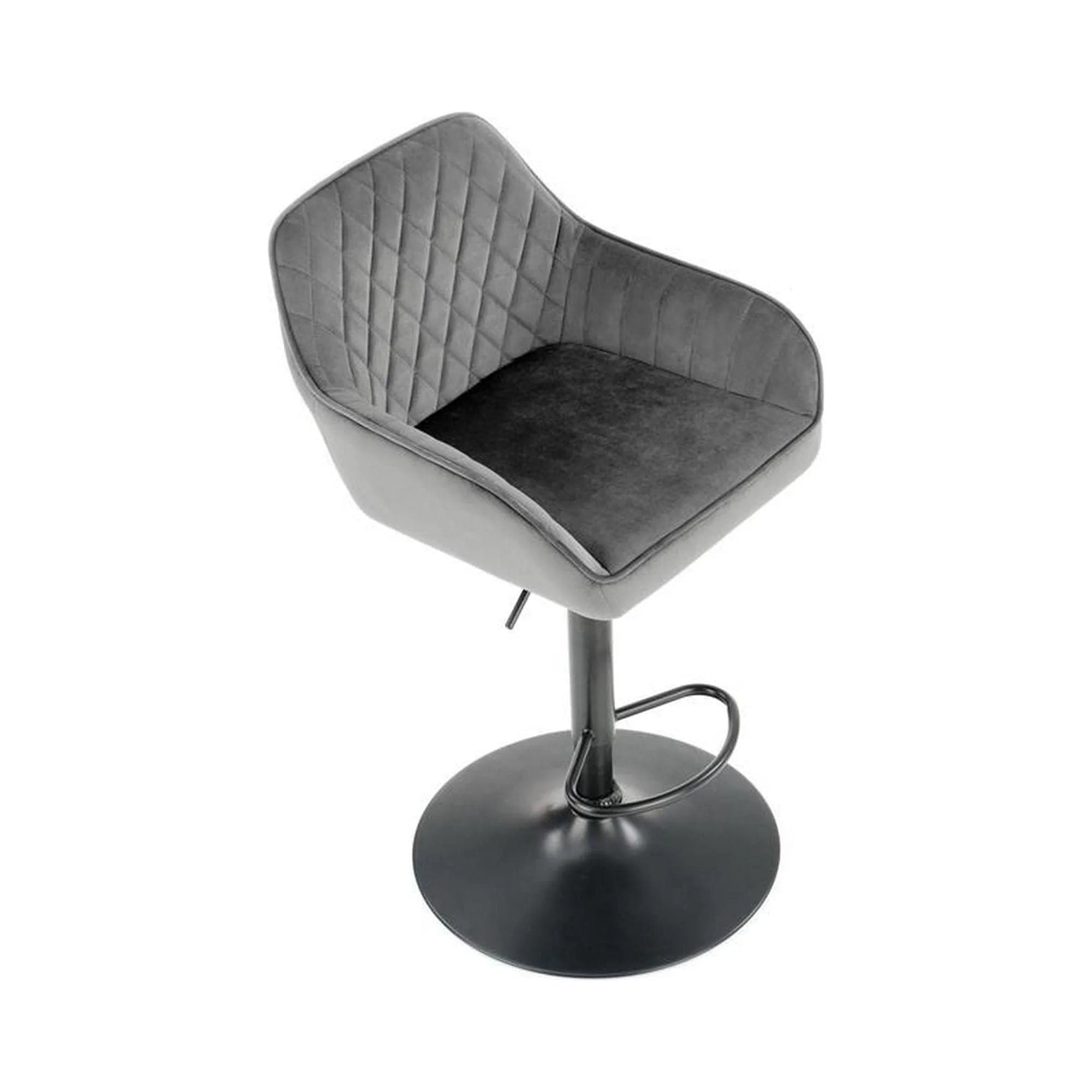 Scaun bar H103, gri - Bluvel 14/negru, stofa catifelata/otel, 55x55x92/114 cm